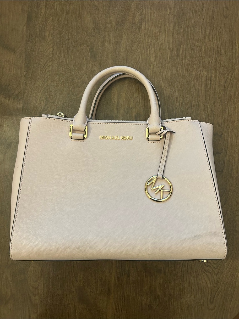 Michael Kors Blush Saffiano Leather Satchel with Gold Hardware